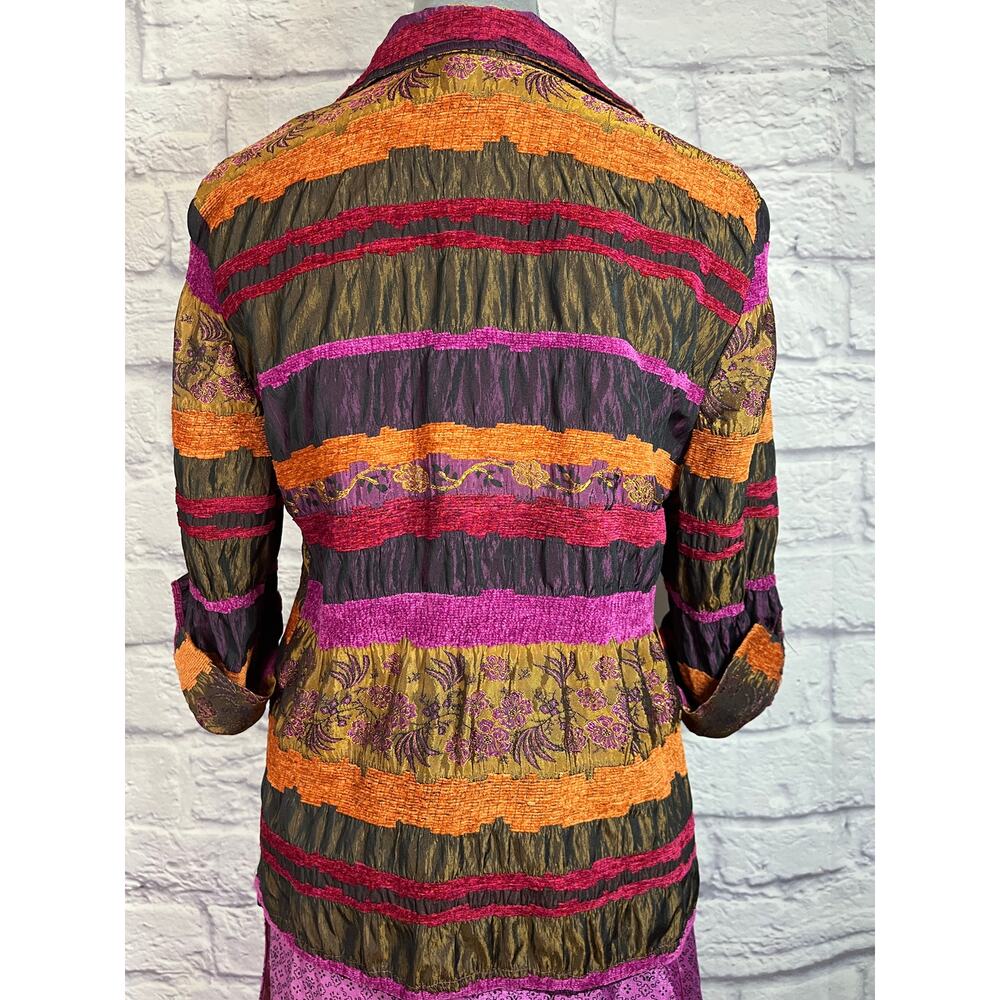 Vintage Multicolor Boho Patchwork and Chenille 3/4 length sleeve jacket - Picture 3 of 8